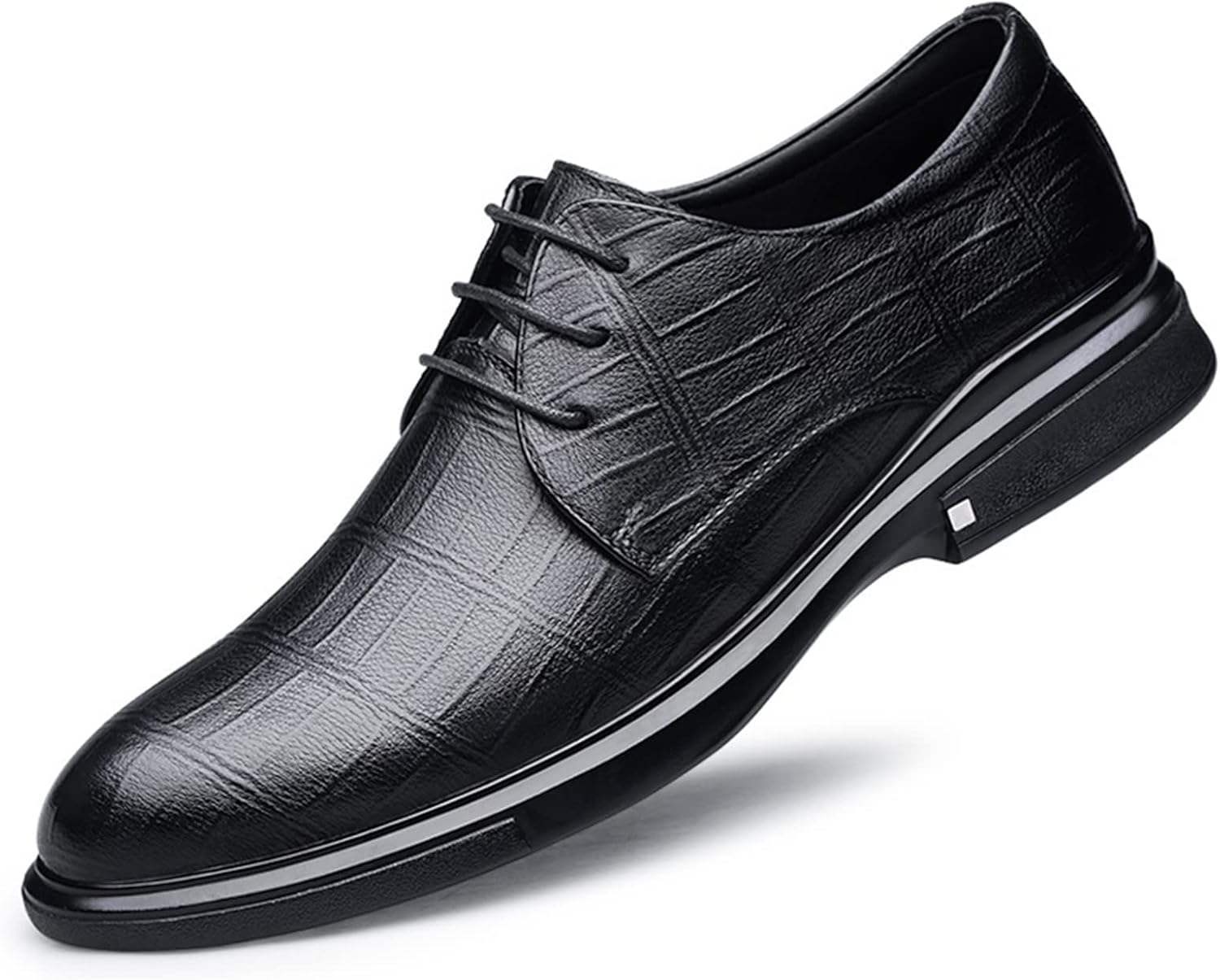 

Оксфордские классические туфли для мужчин на шнуровке, туфли-дерби в клетку, круглый носок, кожаные, низкий верх, блочный каблук, резиновая подошва, противоскользящее покрытие, деловой стиль Xjsdjhount, черный