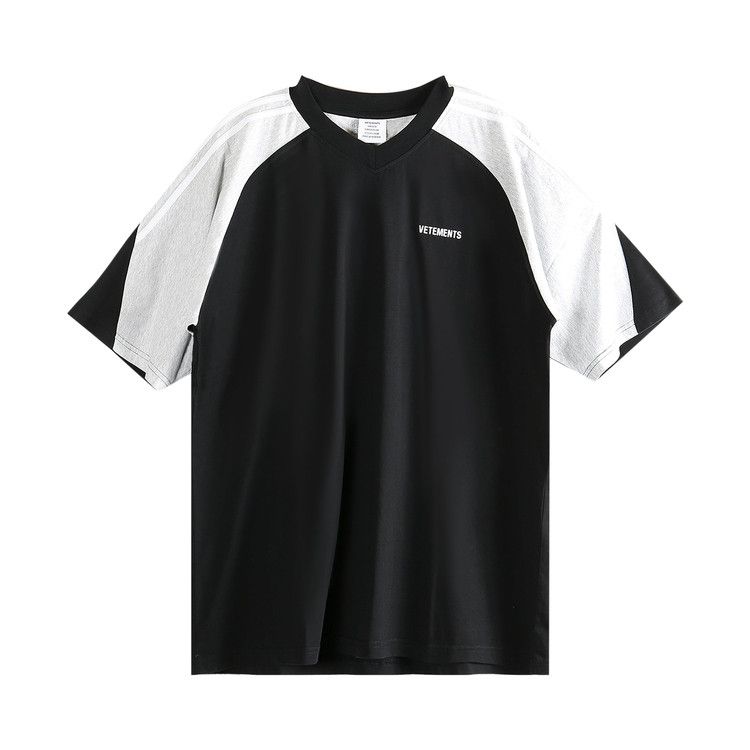 

Футболка Vetements Cut-Up V-Neck T-Shirt, Black/Gey Melange