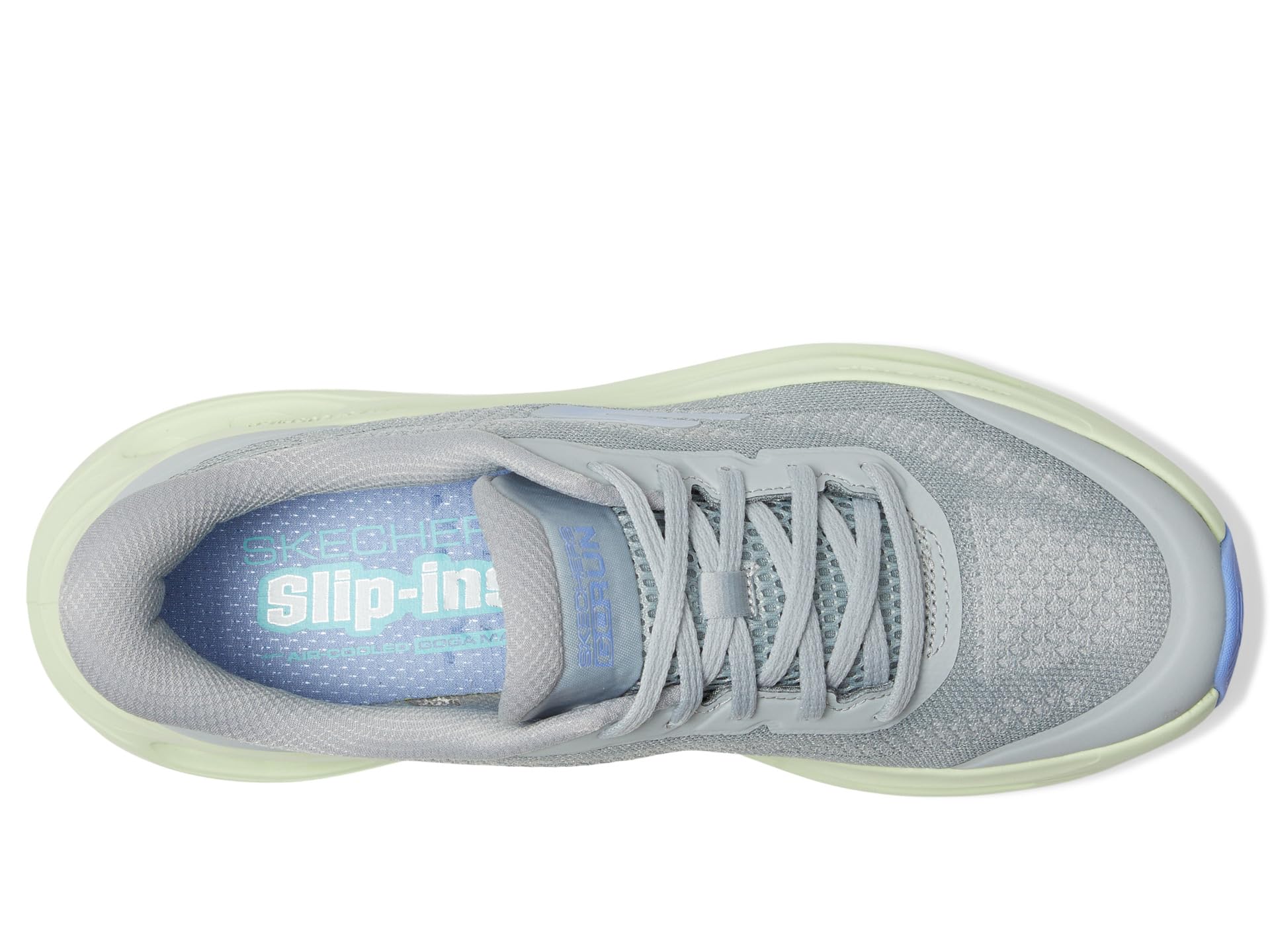 Кроссовки SKECHERS Max Cushioning Glide Step Hartford Hands Free Slip-Ins, цвет Gray/Lime — фото 2