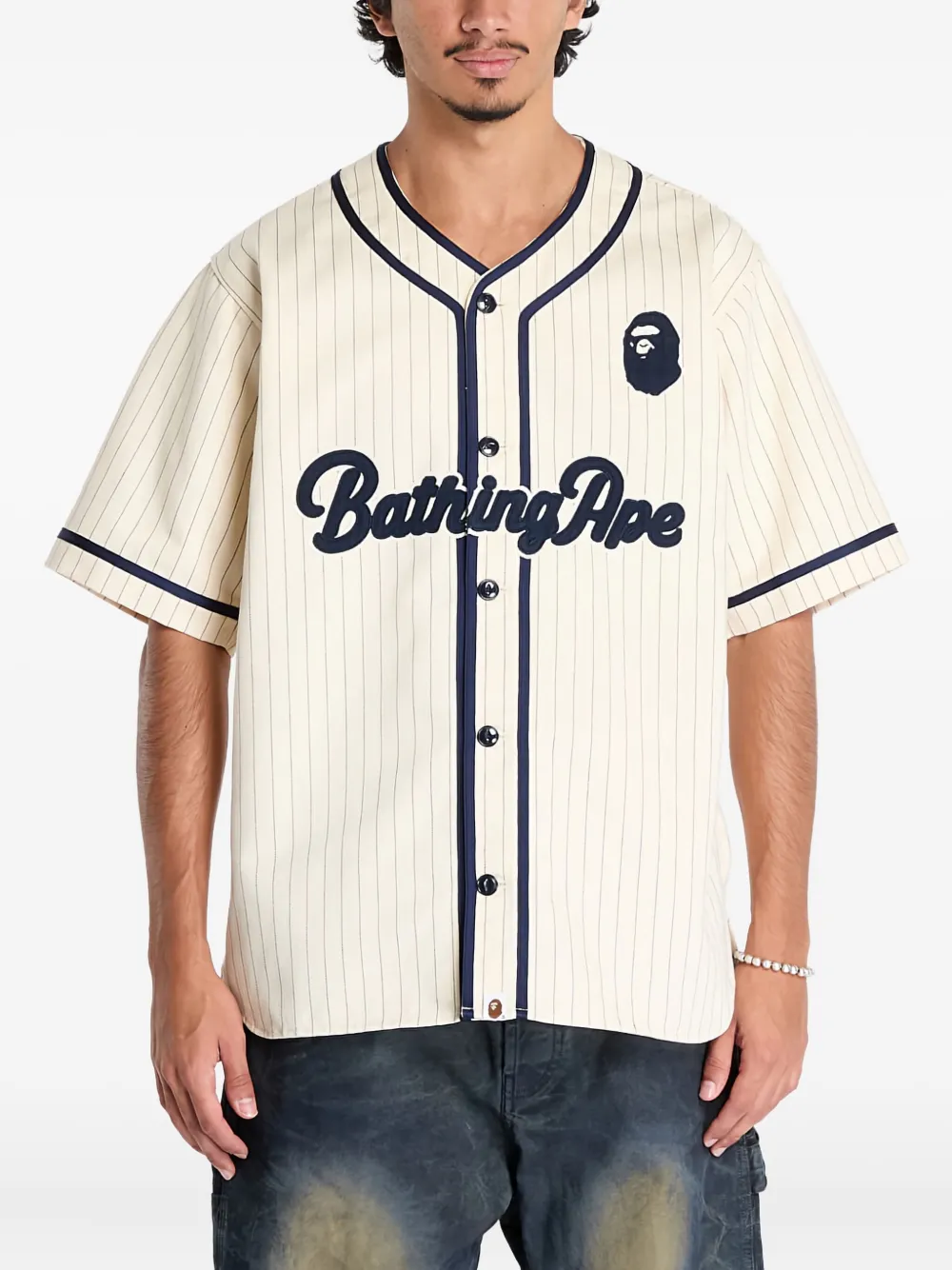 

Рубашка в тонкую полоску A Bathing Ape, нейтральный