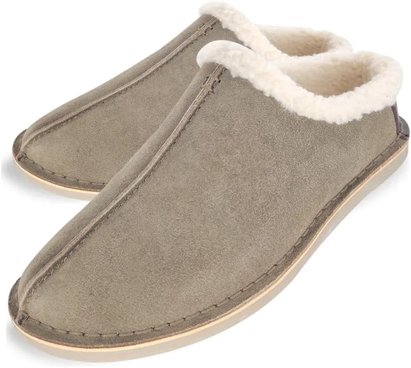Мужские замшевые сабо Clarks с воротником из искусственного меха, JMS0572 - низкие слипоны для дома и улицы - удобные и прочные, с мягкой подкладкой, мягкой стелькой и резиновой подошвой, Grey