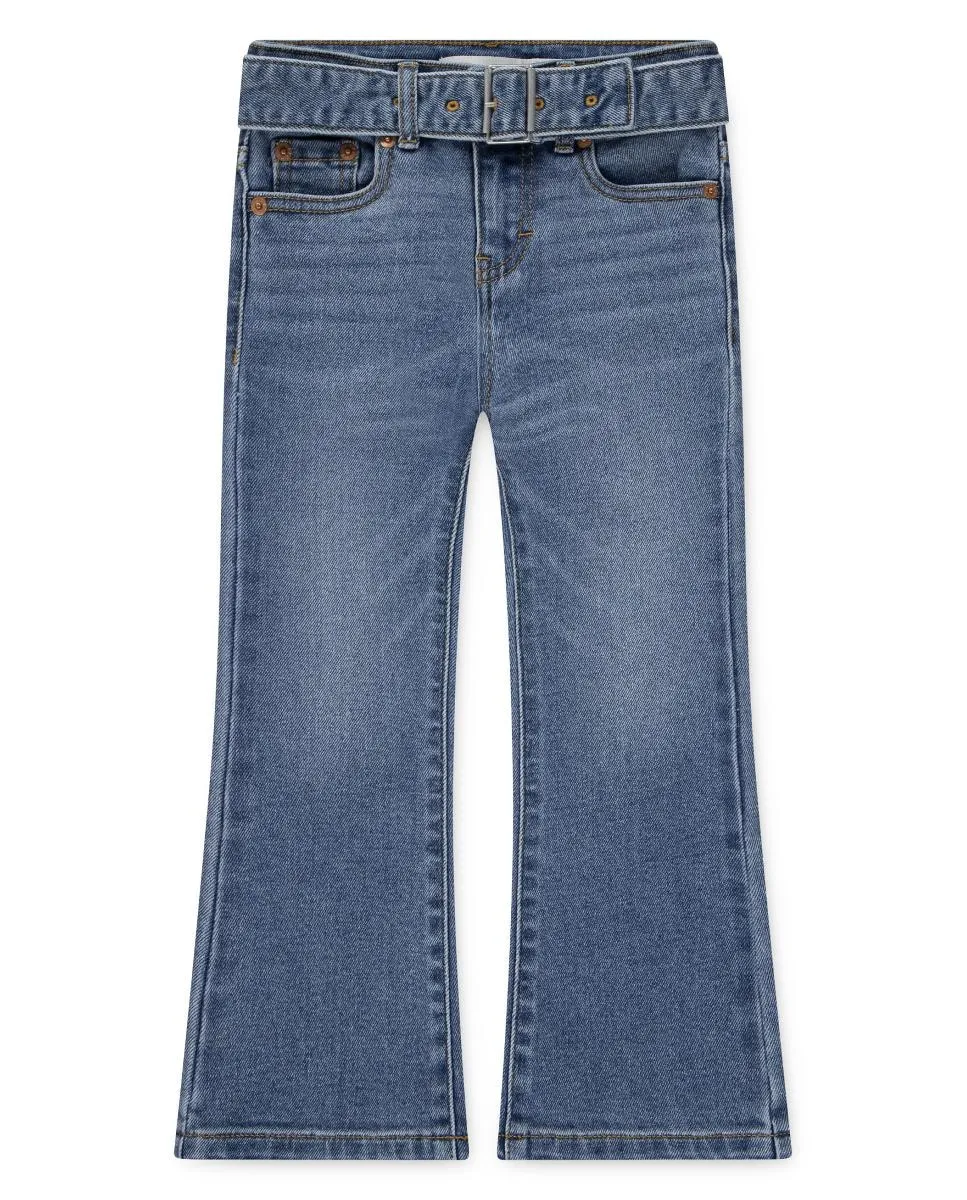 

Расклешенные джинсы с обычной посадкой и ремнем для девочки Levi's, синий