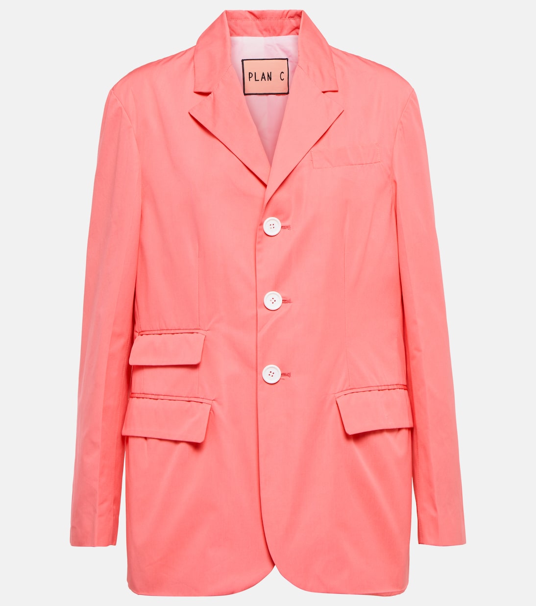 

Однобортный хлопковый блейзер Plan C, розовый