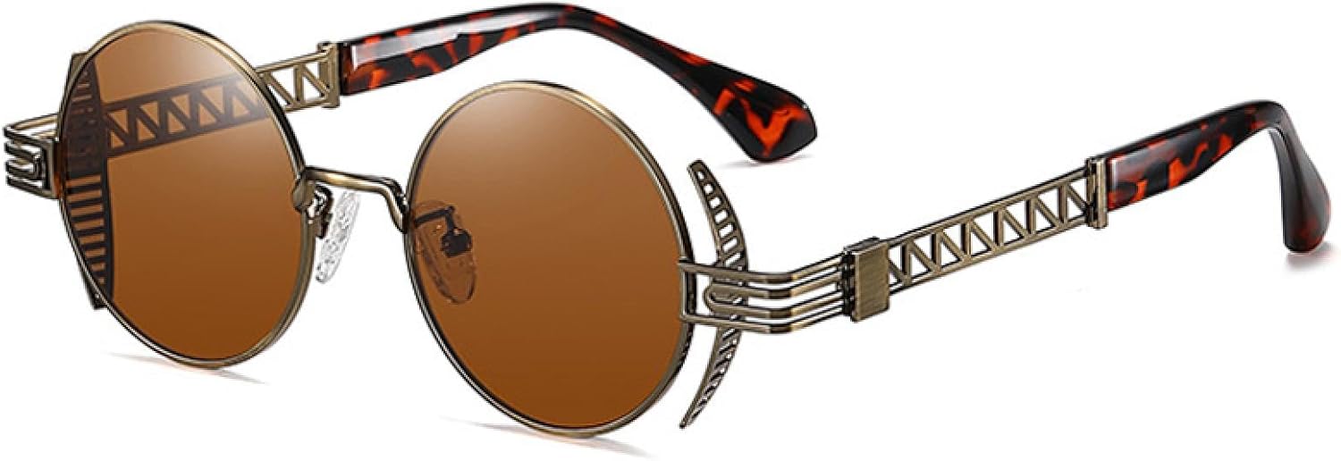 

Солнцезащитные очки с защитой от УФ-излучения UV400 для женщин и мужчин | Круглые панк-очки с прозрачными зеркальными линзами и полым металлическим каркасом | для занятий спортом на открытом воздухе DSVIGF, 05