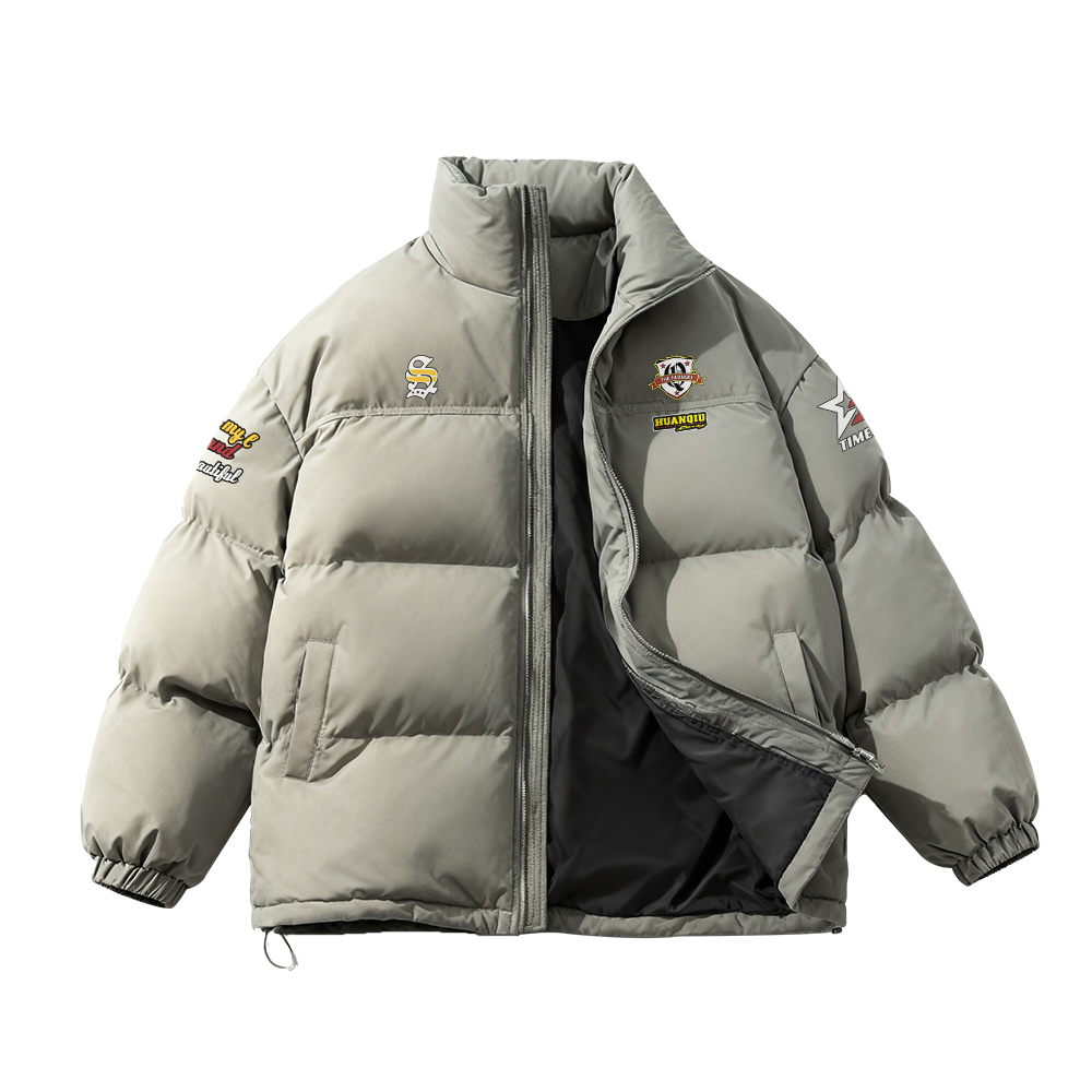 

Пуховик Unisex Stand Collar Thickened Padded Puffer HUANQIU, серый зеленый[90% белый duck down]