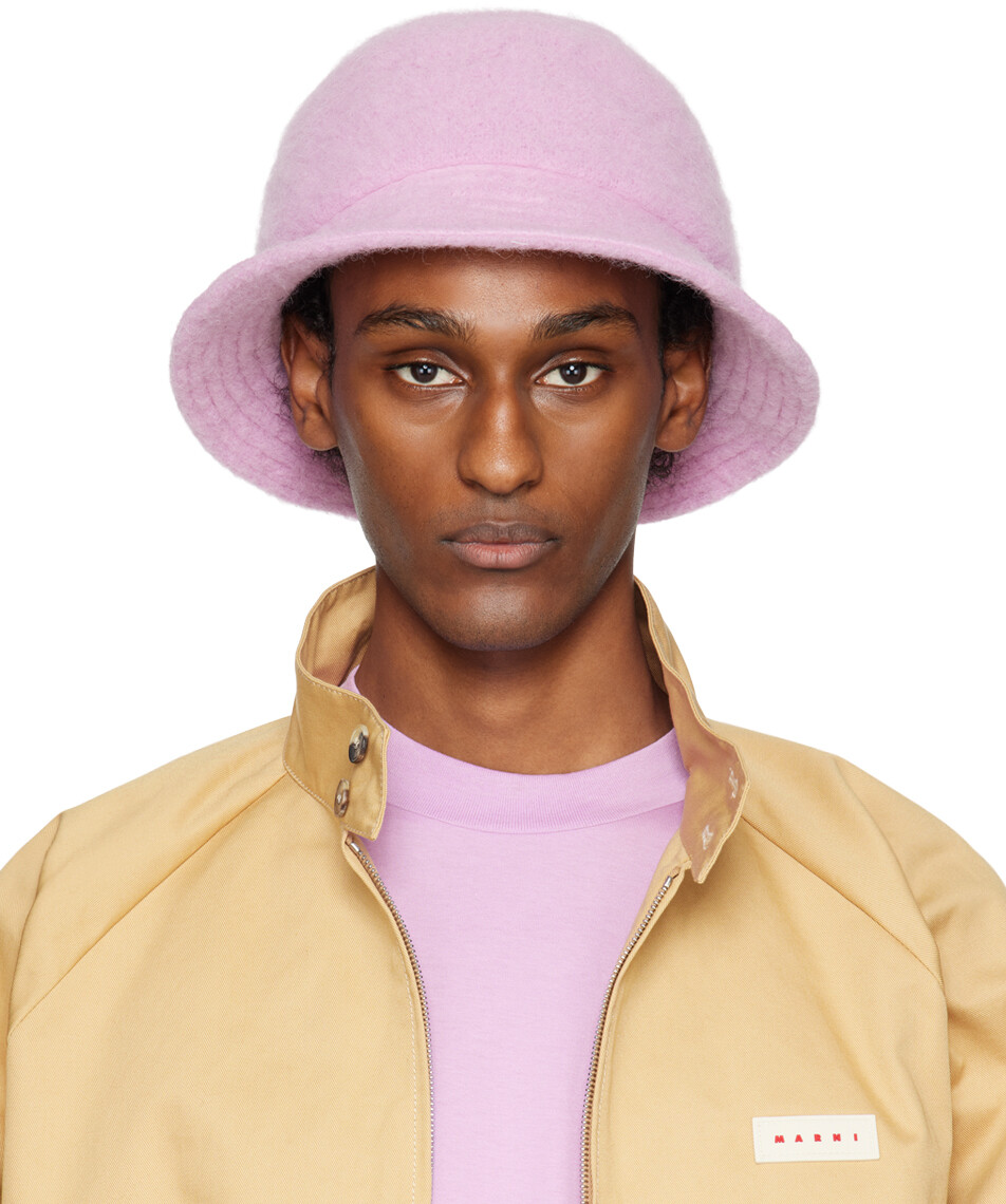 

Эксклюзивная розовая меховая панама от SSENSE Marni, сиреневый