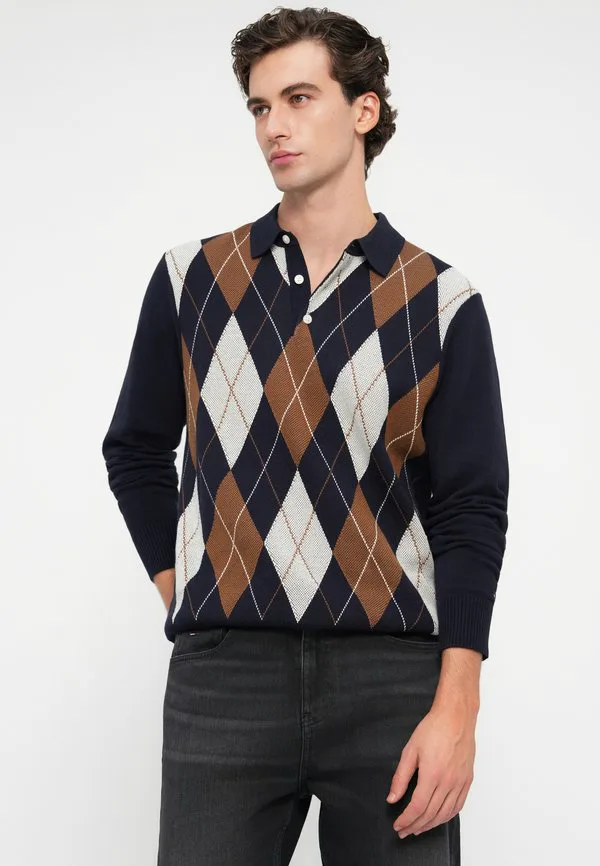 Свитер с воротником в стиле аргайл для регби Tommy Hilfiger, Desert Sky — фото 4