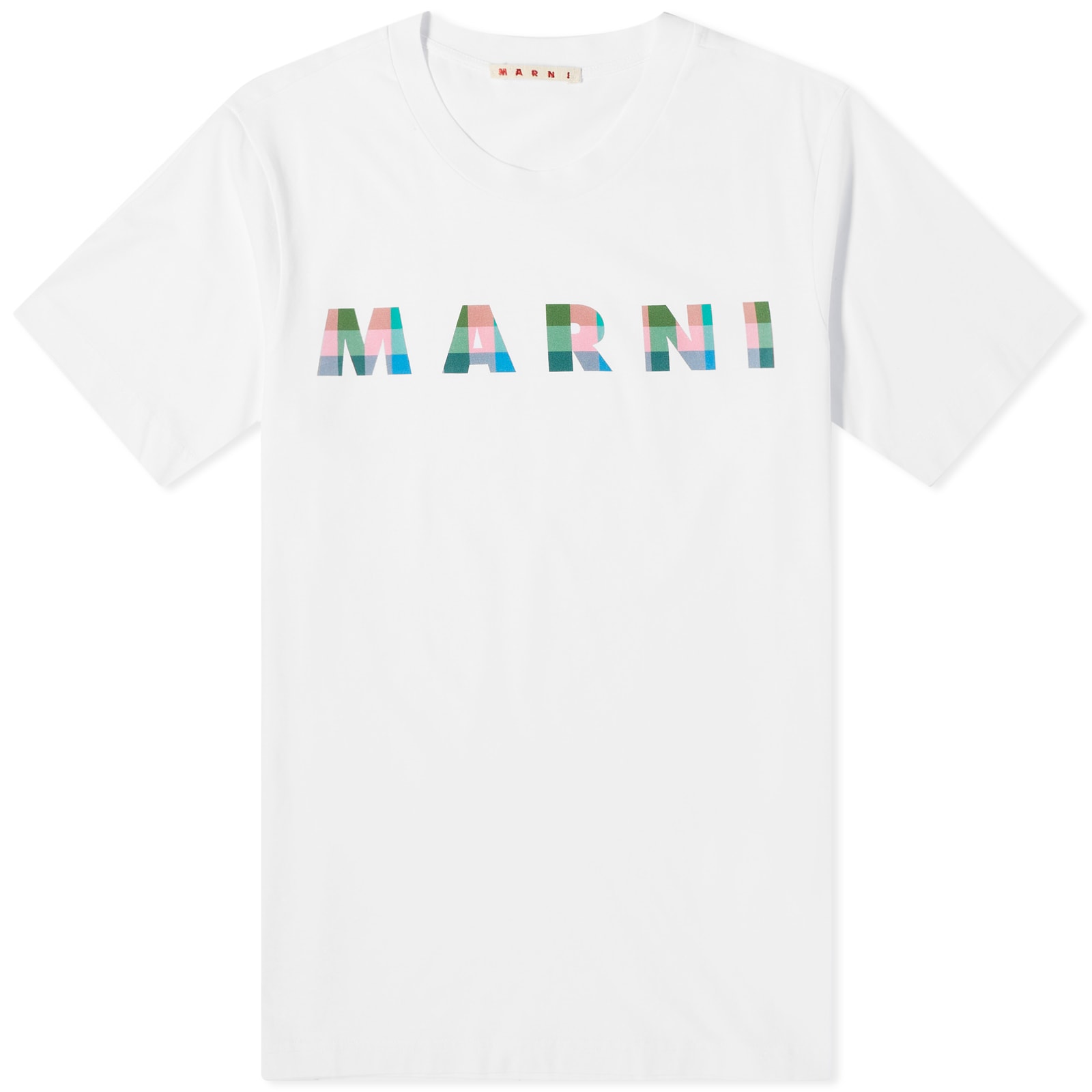 

Футболка Marni Gingham Logo T-Shirt, цвет Lily White