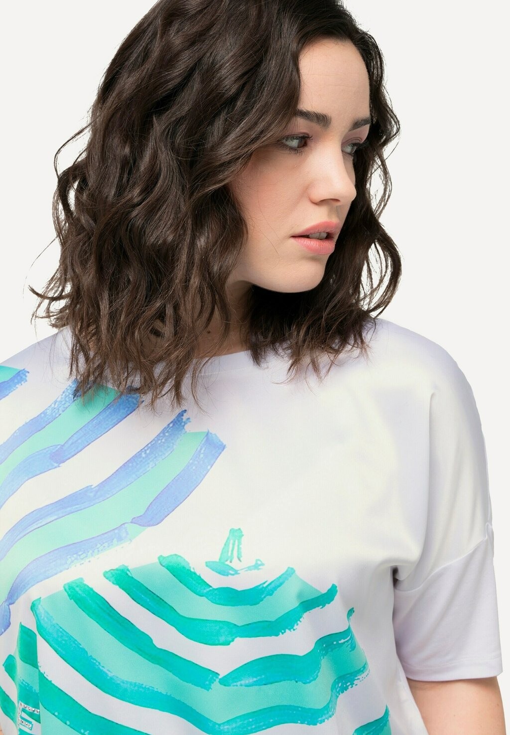 

Футболка с принтом SHORT SLEEVE BOAT NECK Ulla Popken, белый