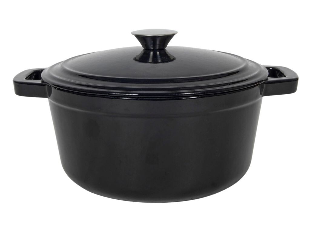 

Чугунная жаровня с черной эмалью - 5,5 л / Ø 24 см - Массивная чугунная кастрюля с ручками - Кастрюля-гриль Spetebo