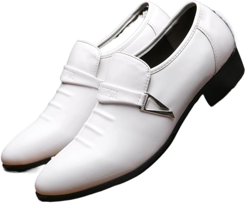 

Мужские свадебные туфли на застежке с острым носком из лаковой кожи, повседневные и официальные Waolsu, белый