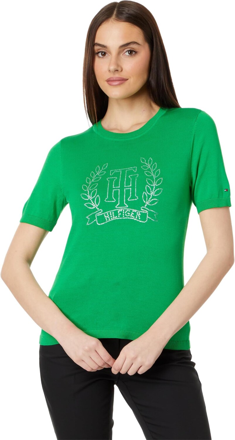 

Свитер Tommy Hilfiger Short Sleeve Hotfix Crest Sweater, цвет Fern