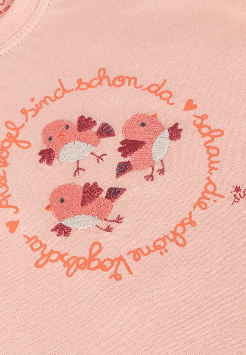 Детское футболка с птичками, Sigikid, светло-розовый — фото 3
