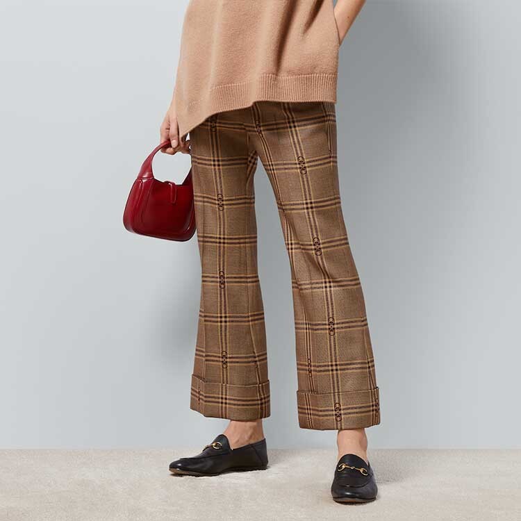 Брюки женские повседневные Gucci, классический крой, бежевые — фото 2