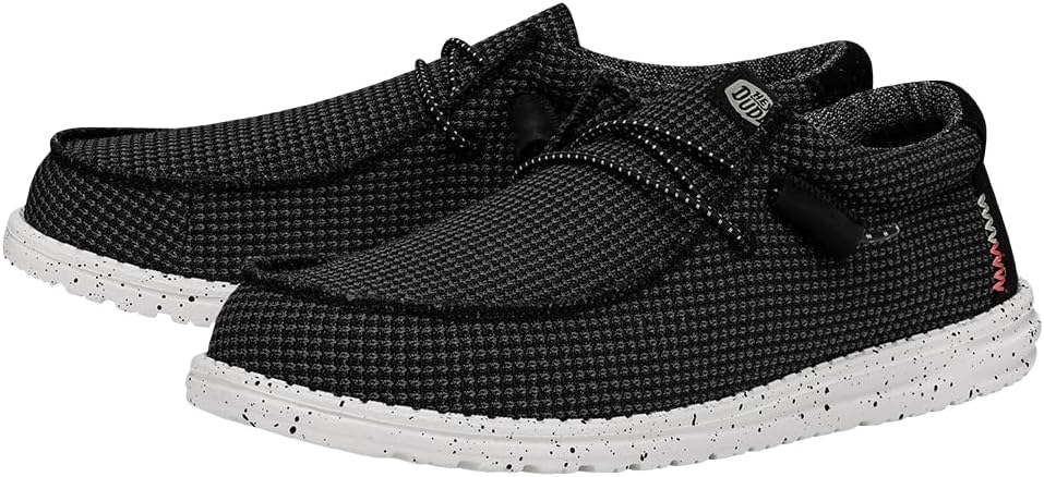 Мужские лоферы без шнурков HEYDUDE Wally Sport Mesh, белый/черный — фото 2