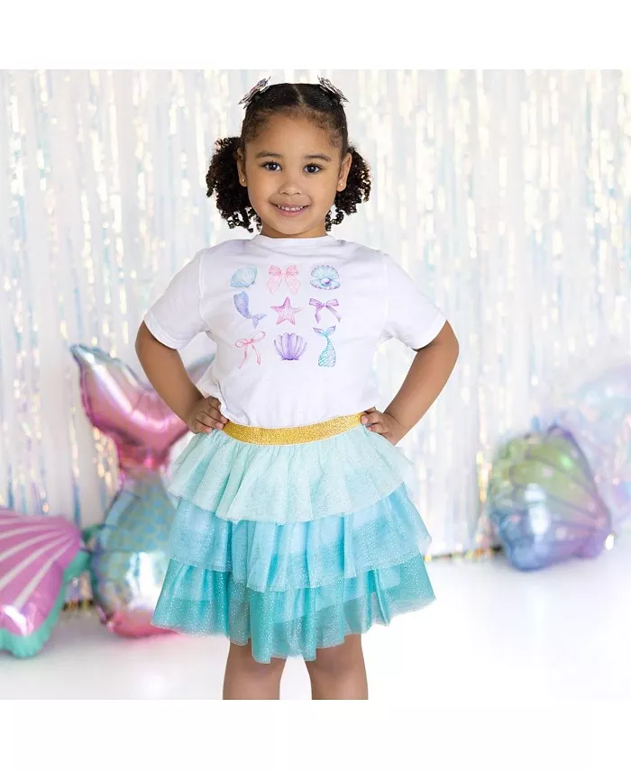 Футболка с коротким рукавом для девочек Toddler Girls Mermaid Cutie Sweet Wink, белый — фото 2