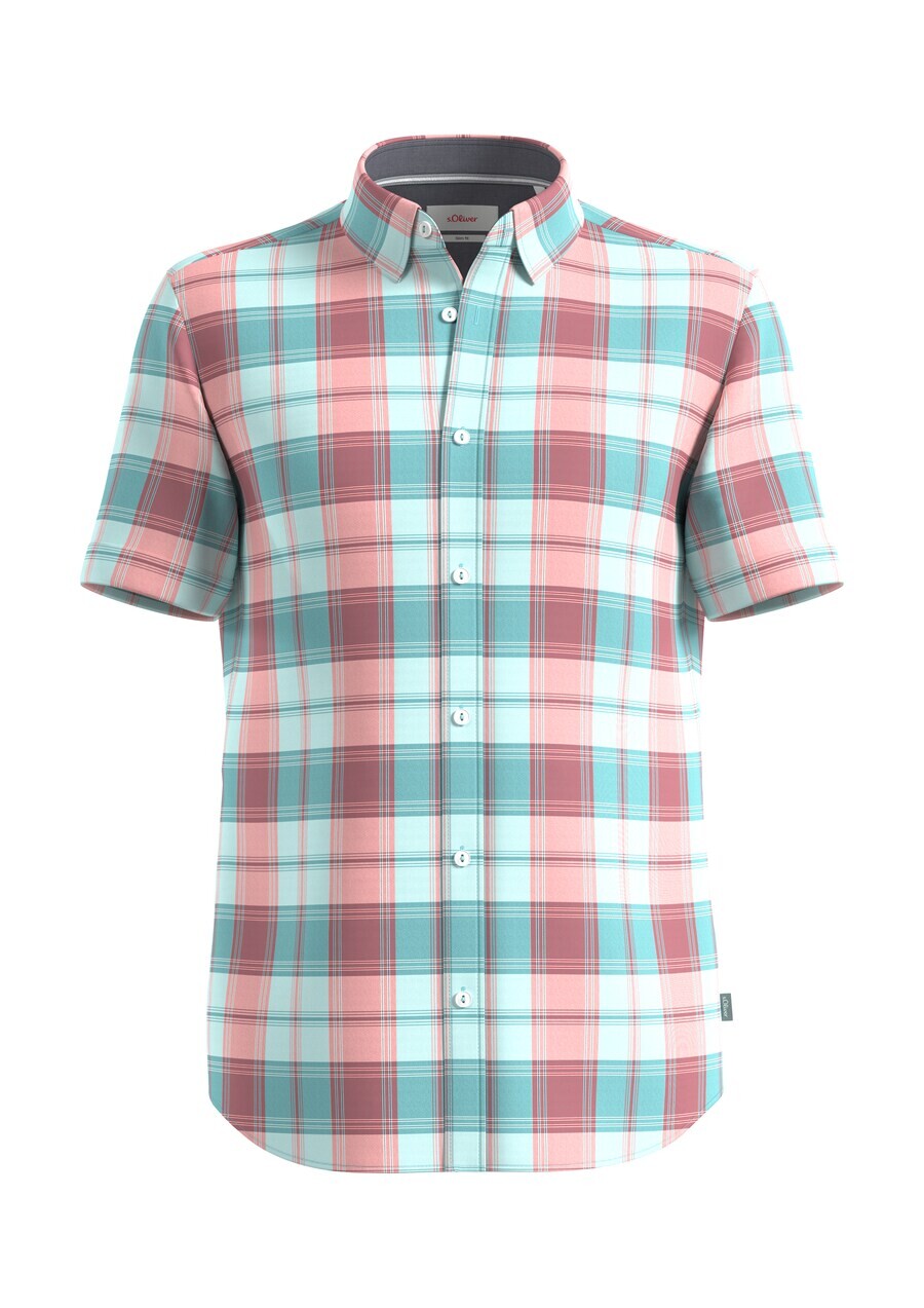 

Клетчатая рубашка s.Oliver Slim fit Button Up Shirt, цвет cyan blue/light blue