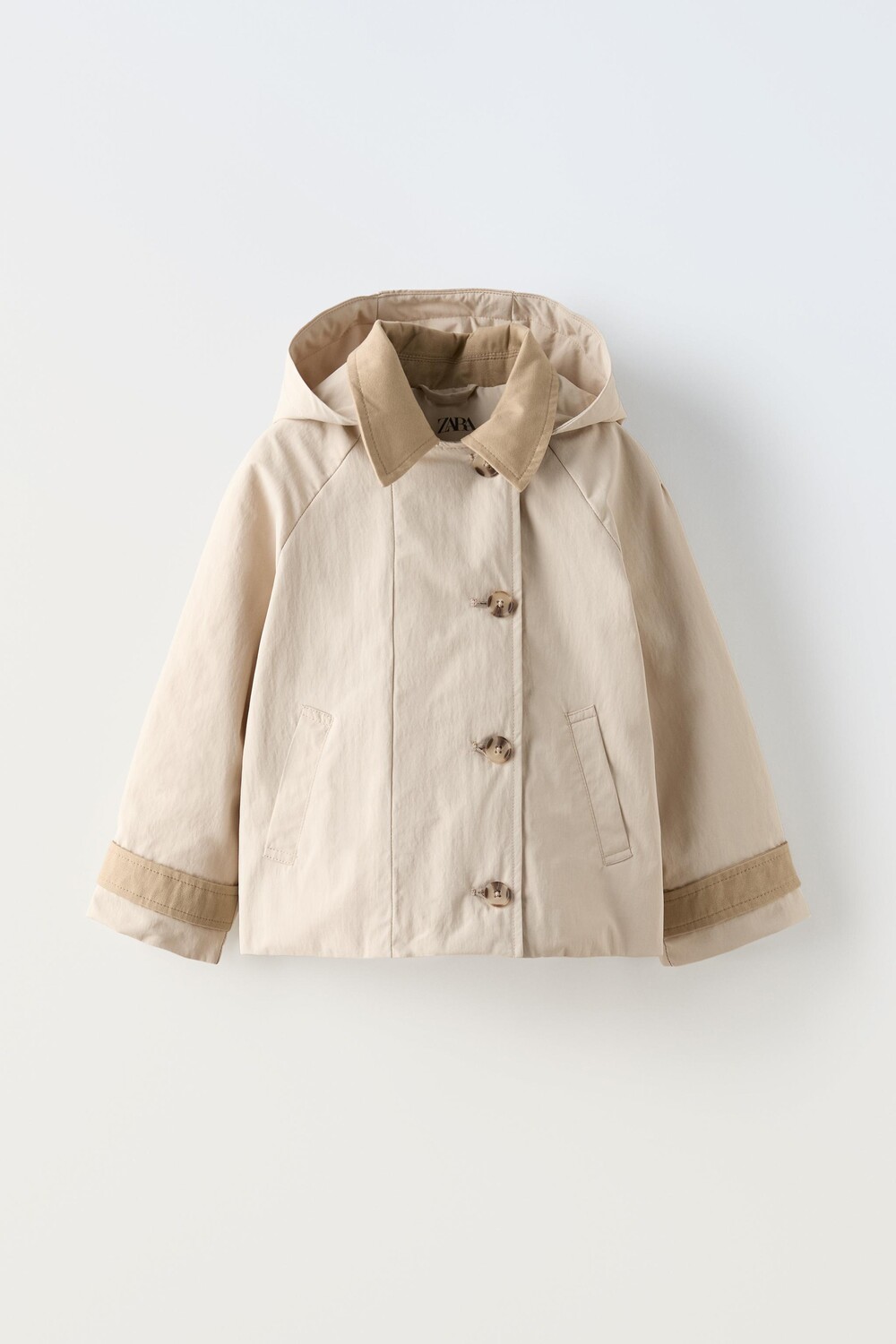 

Водоотталкивающая короткая парка с капюшоном ZARA, экрю