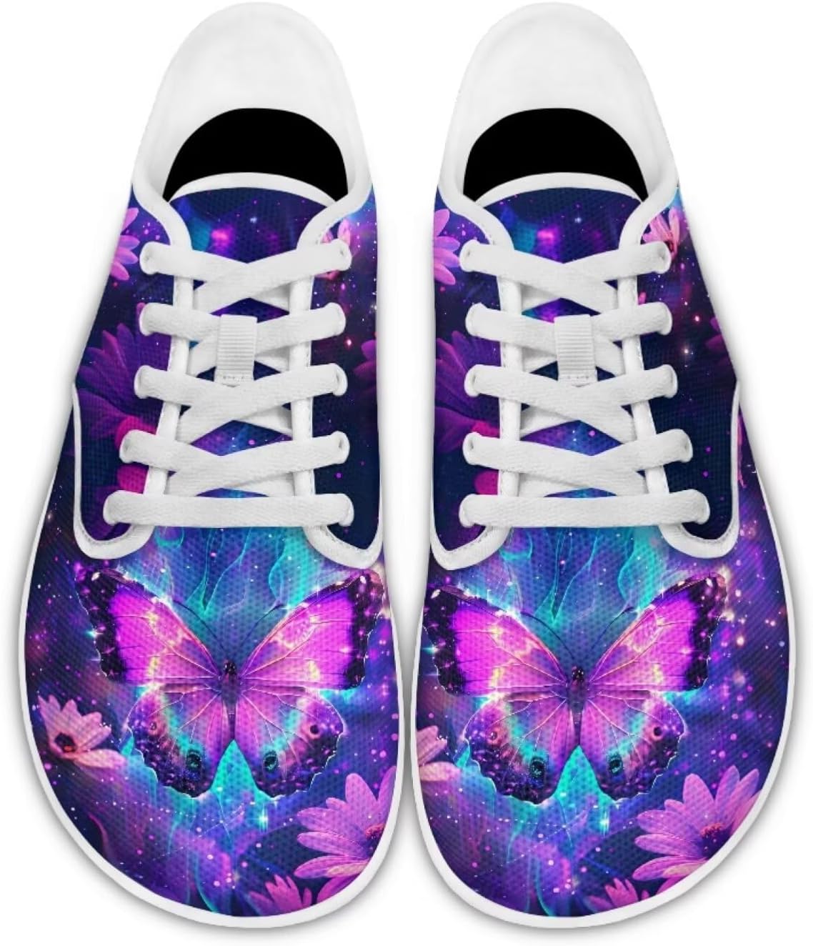 

Кроссовки для ходьбы Forchrinse Capybara and Flower для женщин и подростков, минималистичные повседневные прогулочные туфли на шнуровке из сетчатого материала, Galaxy Butterfly