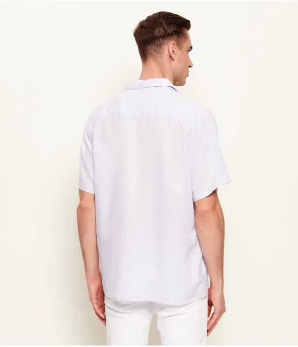 Льняная рубашка classic fit Calvin Klein, фиолетовый — фото 3