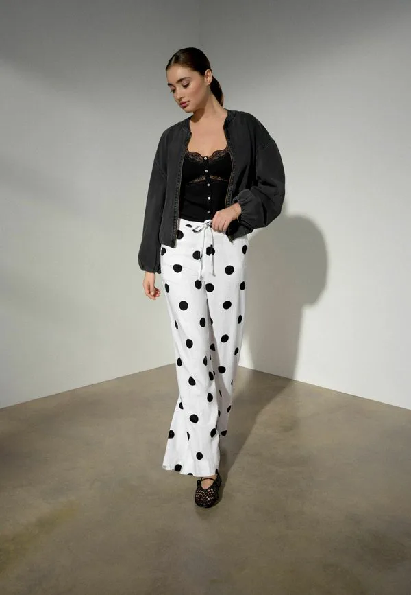 Брюки с широкими штанинами, крой для высоких людей Next, Black White Polka Dot — фото 3