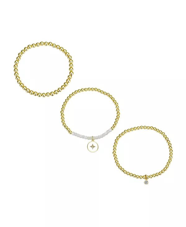 

Комплект браслетов-звездочек из кубического циркония с белой эмалью и перламутром Unwritten, gold
