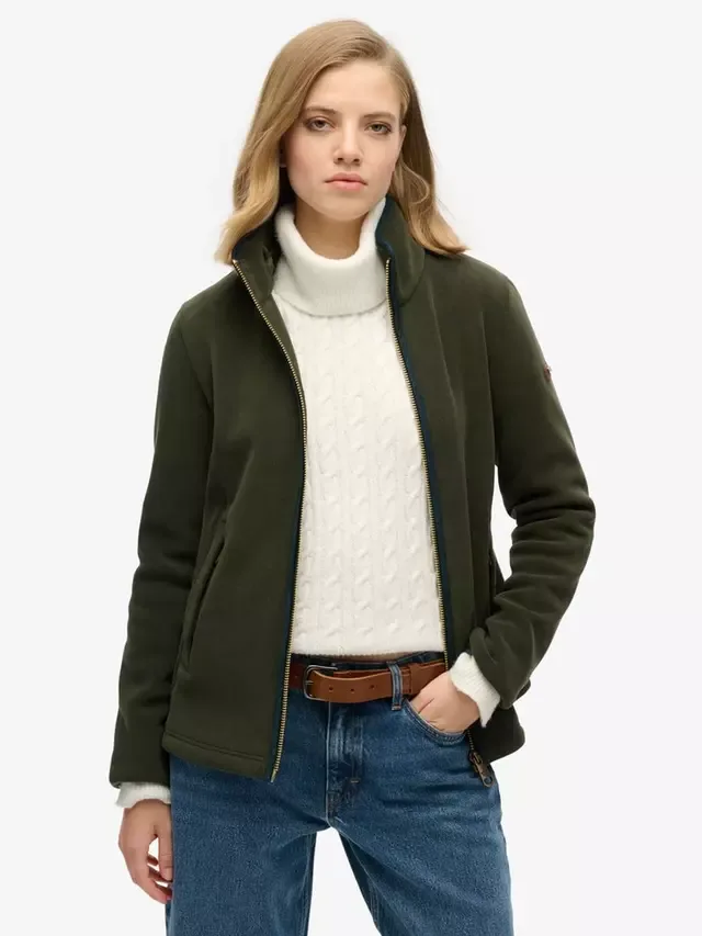 Флисовая куртка на молнии, излишки товаров, зеленого цвета Superdry