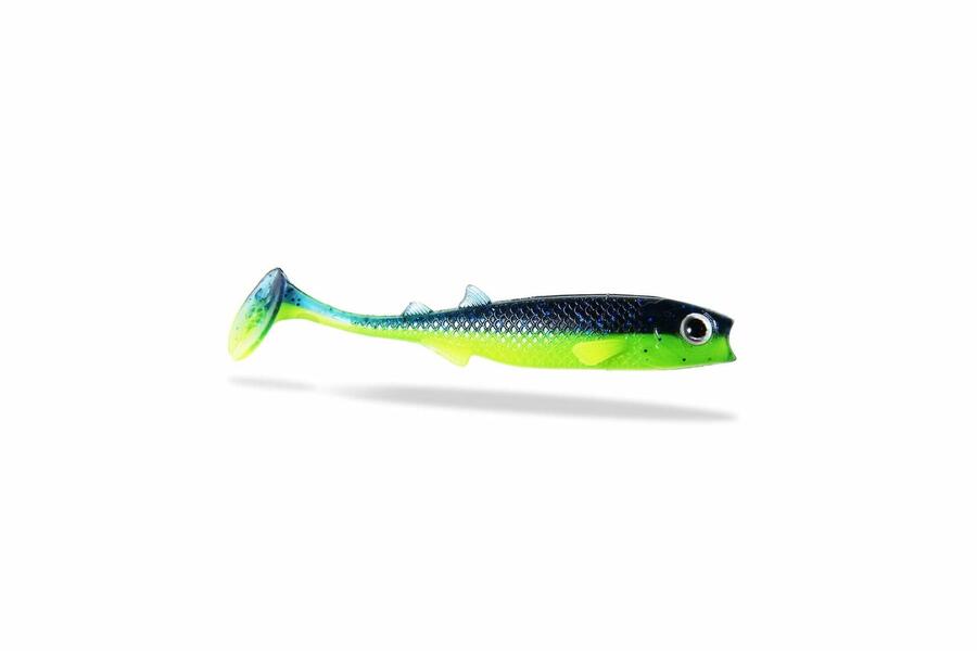 

FISHINGGHOST Мягкая приманка - Renky Shad 7,5 см - Blueberry Chartreuse
