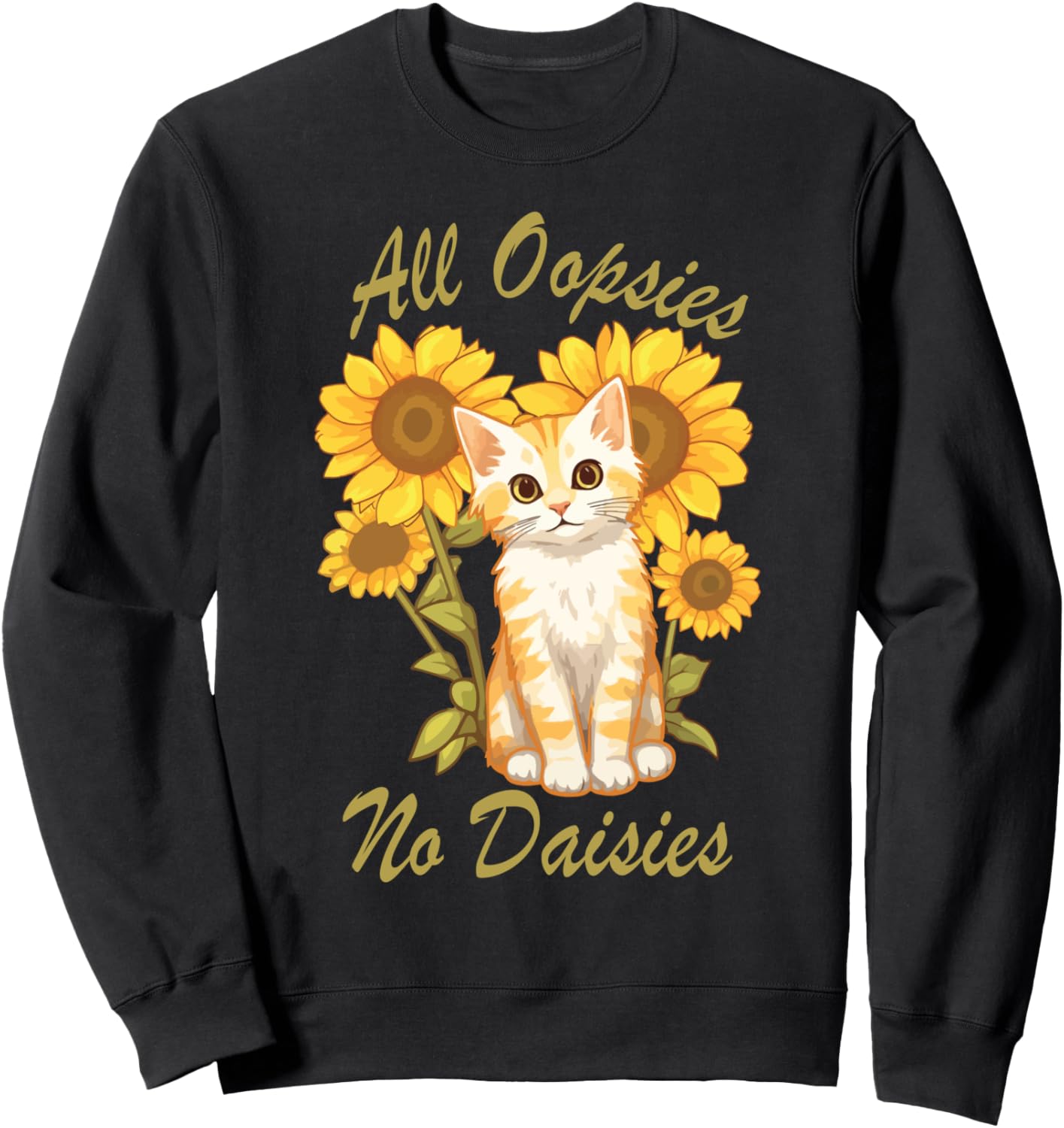 

Забавная толстовка с мемом All Oopsies No Daisies и изображением кота-подсолнуха All Oopsies No Daisies Tee, черный