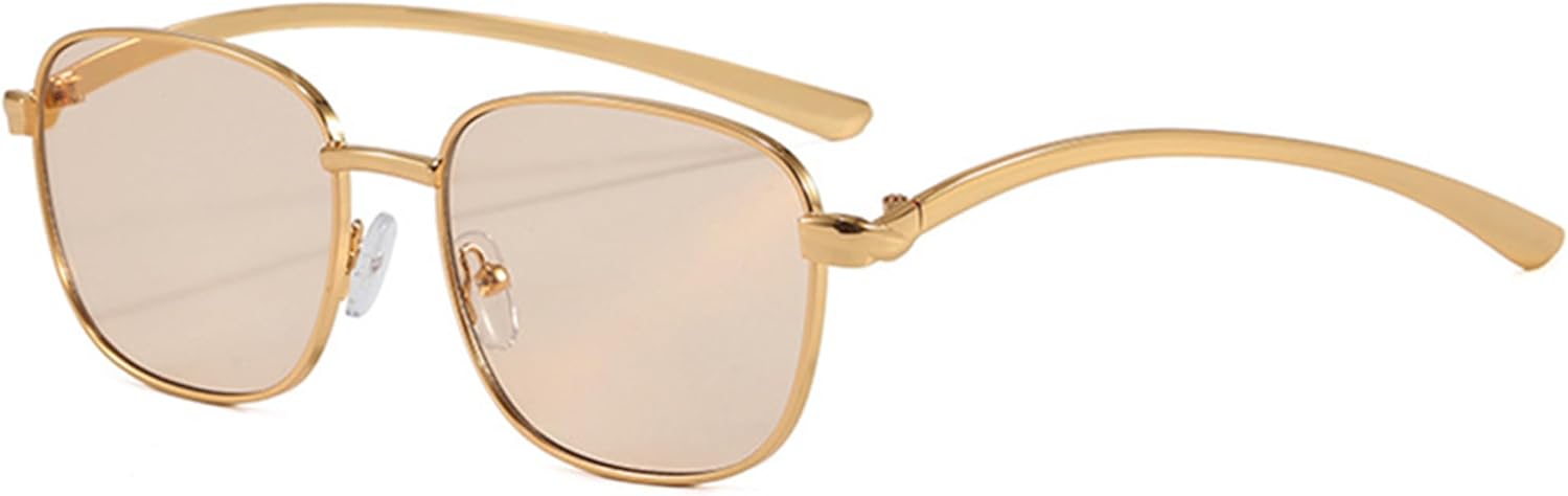 

bullabulling Модные квадратные солнцезащитные очки для женщин и мужчин, золотистая металлическая оправа, винтажные солнцезащитные очки 70-х годов, черные, с защитой от УФ-излучения UV400, Champagne