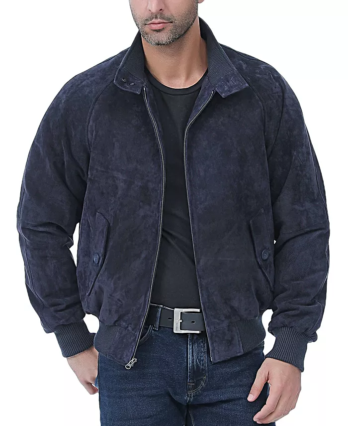 

Мужская кожаная куртка-бомбер из замши WWII Landing Leathers, синий