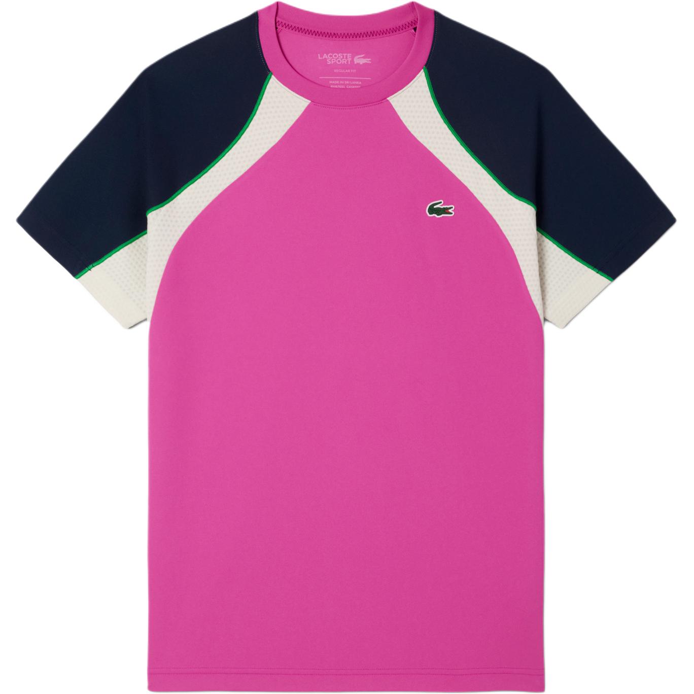 

LACOSTE Футболка мужская Pink/Marine Blue/White, Белый, LACOSTE Футболка мужская Pink/Marine Blue/White