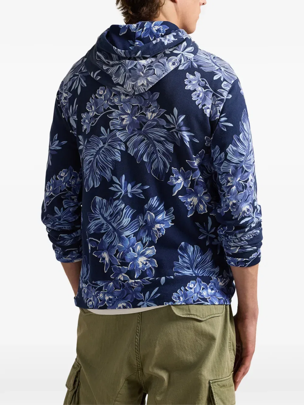 Свитер с капюшоном и цветочным принтом Polo Ralph Lauren, синий — фото 4