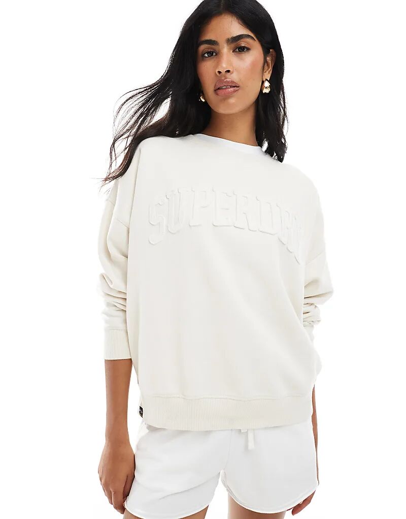 

Толстовка Superdry Athletic essentials с тональной аппликацией цвета «пустынная кость» с оттенком белого