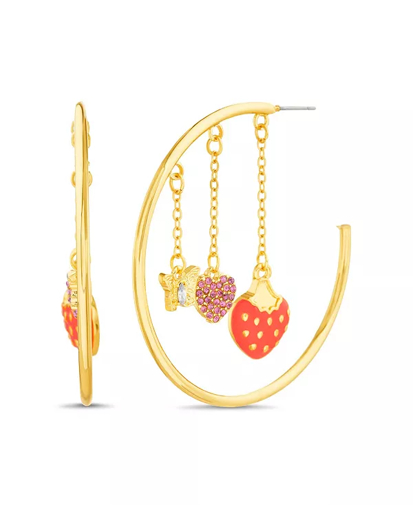 

Золотистое кольцо с подвесками в виде клубники, сердца и бабочки Kensie, multi