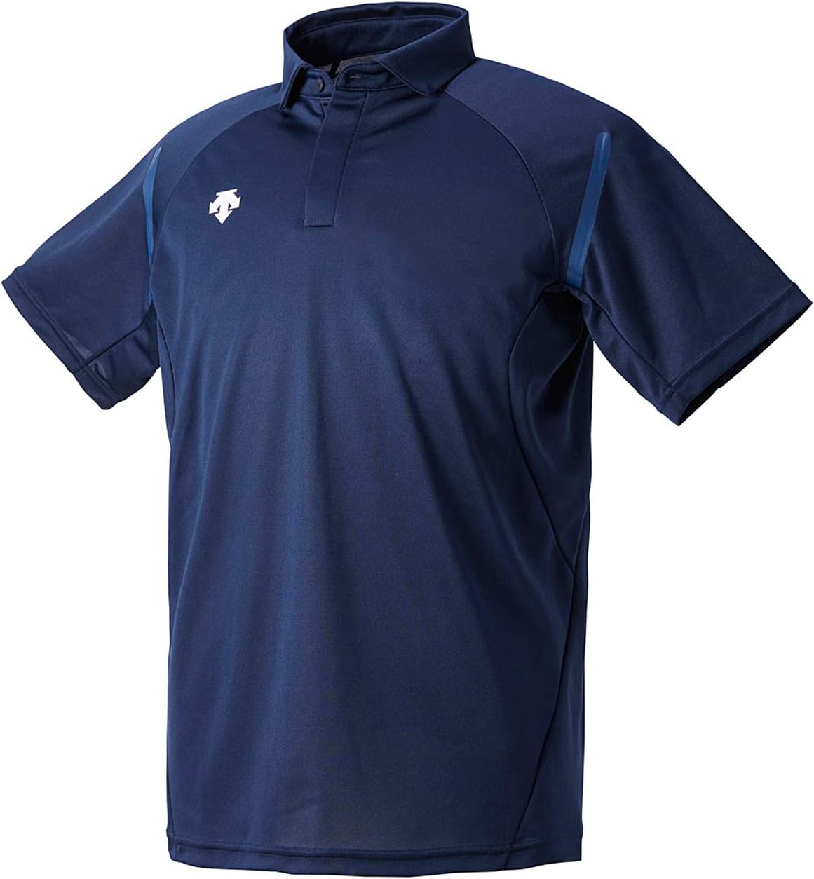 

Поло-рубашка Descente, впитывает пот, быстро сохнет, простой дизайн, подходит для команд, удобна в движении, темно-синий