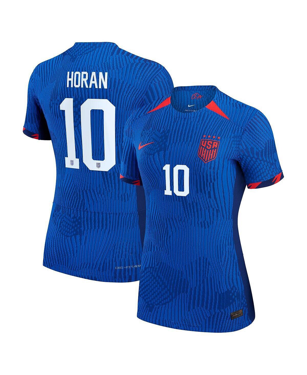 

Женское аутентичное выездное джерси Lindsey Horan Royal USWNT 2023 Nike