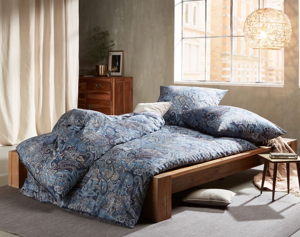 

Постельное белье Mako Satin Paisley восточный синий 135х200+80х80 Bettwaesche-mit-Stil