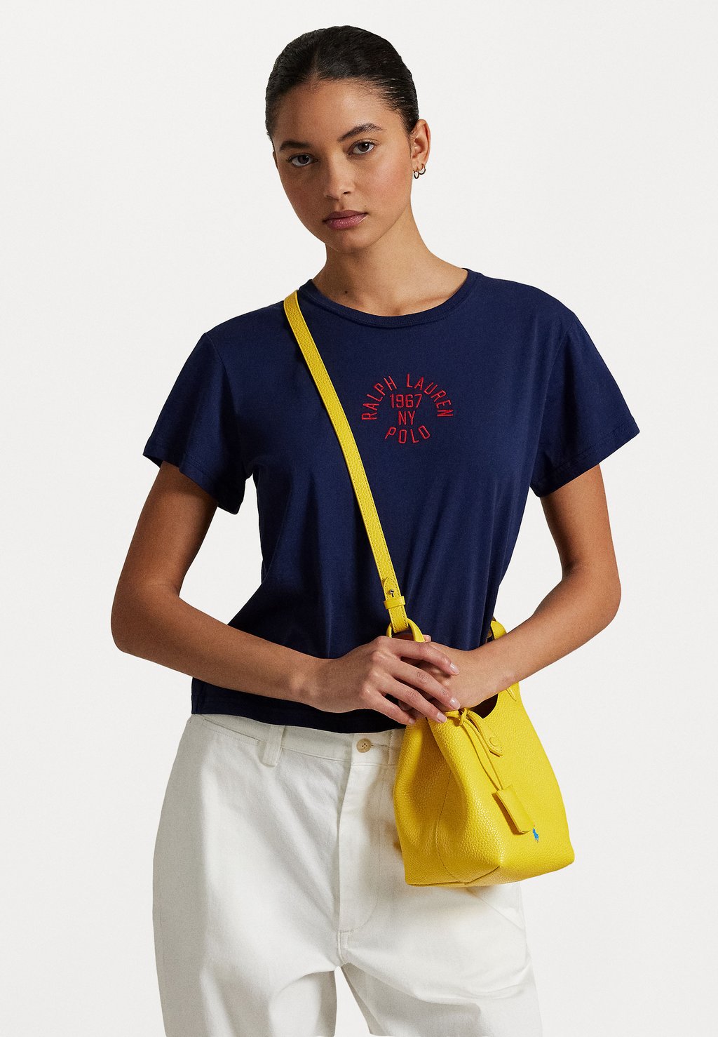 

Футболка с принтом SHRUNKEN FIT COTTON JERSEY LOGO TEE Polo Ralph Lauren, темно-синий