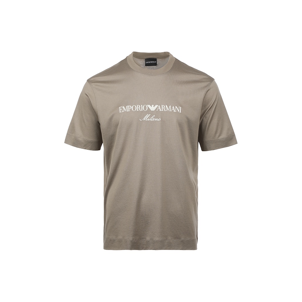 

Футболка с вышитым логотипом EMPORIO ARMANI, хаки