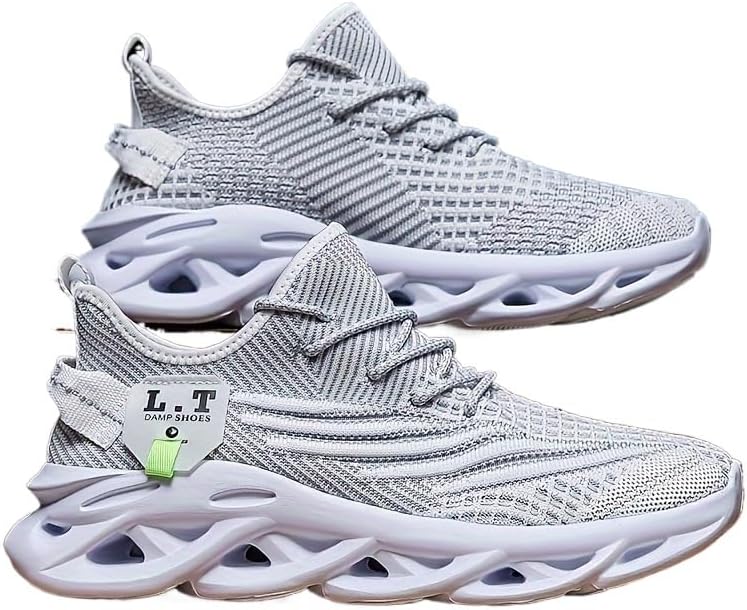 

Кроссовки для мужчин больших размеров - комфортные, с дышащей однотонной тканью и нескользящей подошвой - амортизирующая обувь для активного отдыха, спортивная обувь Hhhchpm, белый