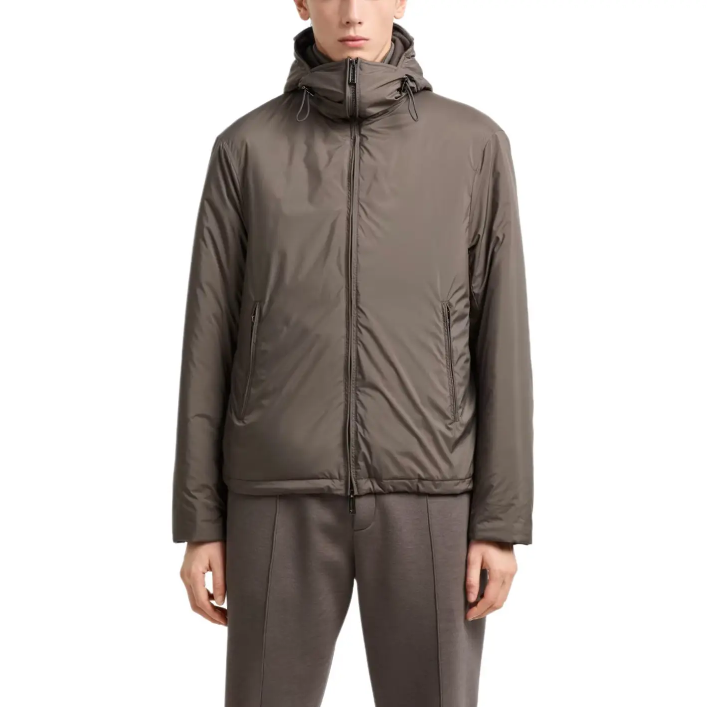 Водоотталкивающая куртка с капюшоном из нейлона EMPORIO ARMANI, серый — фото 2