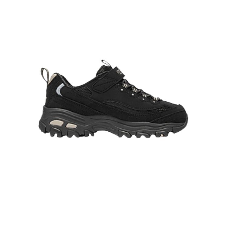 Нескользящие низкие детские кроссовки для повседневной носки Skechers Kids, черный/серебряный — фото 2