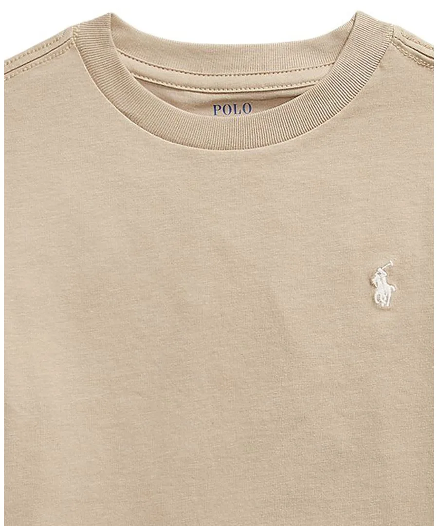 Футболка с круглым вырезом из хлопкового трикотажа для мальчиков 2-7 лет Polo Ralph Lauren, classic хаки — фото 3