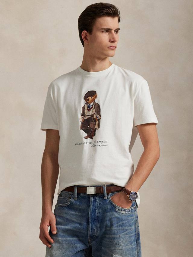 

Хлопковая поло с принтом медведя Polo Bear, slim fit Ralph Lauren, White