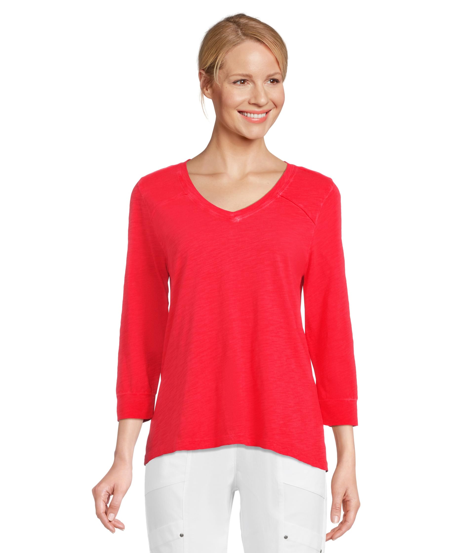 

Футболка Elliott Lauren Enzyme Wash Jersey - V Neck -3/4 Sleeve Tee, Poppy