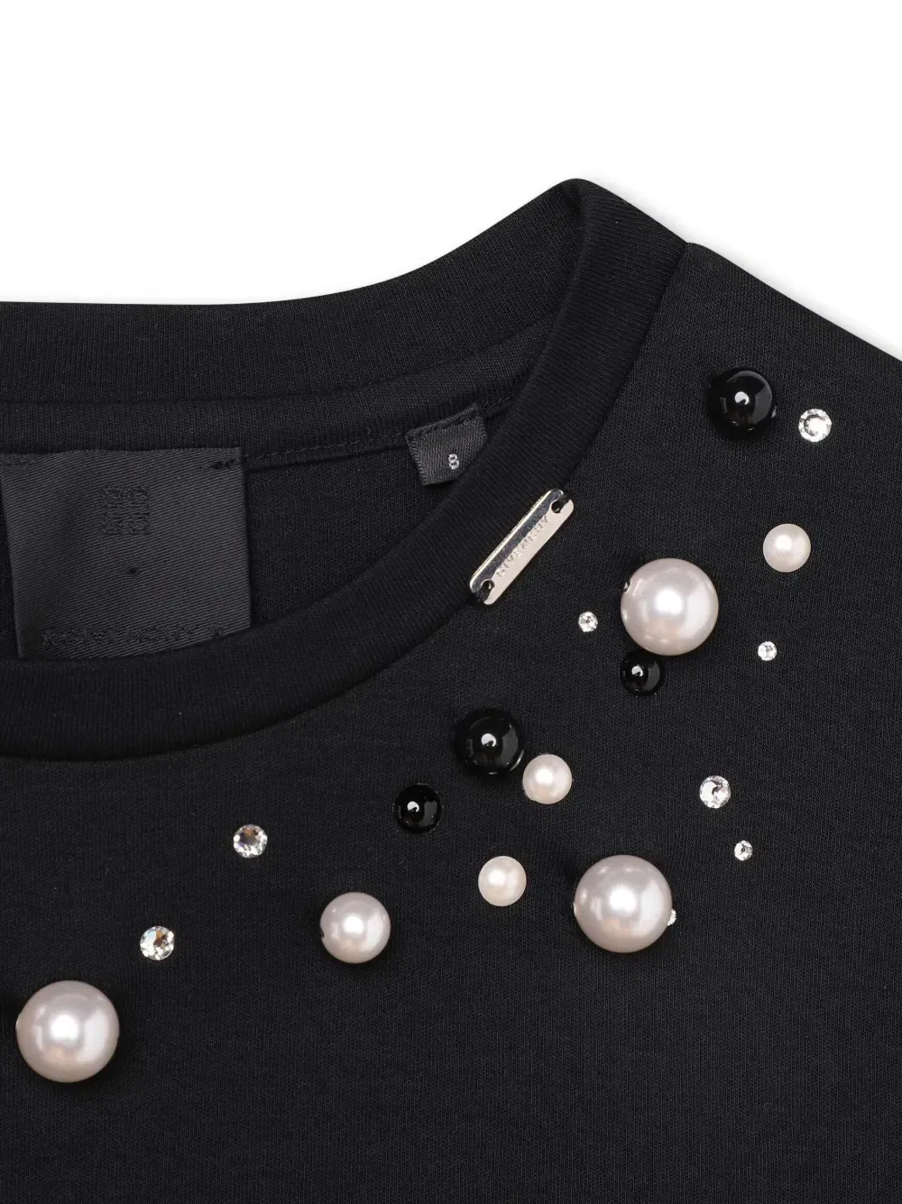 Хлопковая футболка, украшенная бисером Givenchy Kids, черный — фото 3