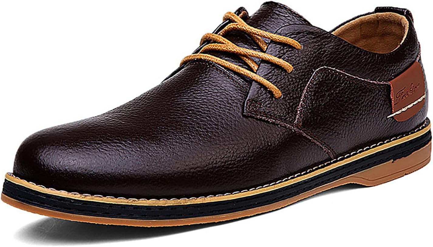 

Мужские классические ретро кожаные оксфорды, повседневные удобные туфли с круглым носком, плоские деловые дерби-кроссовки для официального офиса, работы, вождения, прогулок и путешествий Nxnbhsl, темно-коричневый