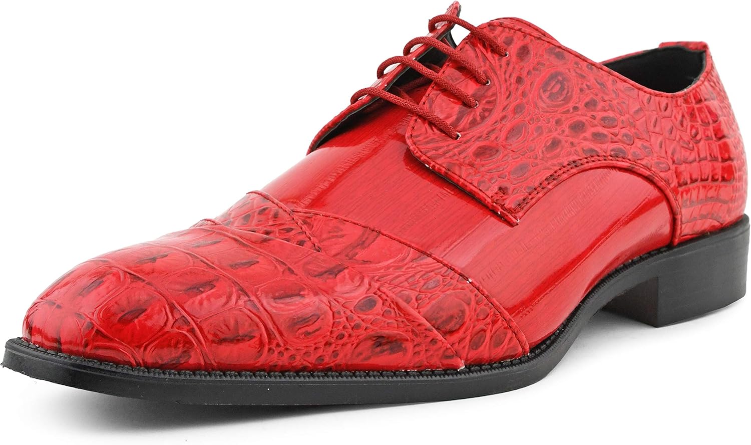 

Туфли-оксфорды с мыском для мужчин, мужские классические туфли с принтом под крокодиловую кожу, оксфорды с крокодиловой кожей Bolano, красный