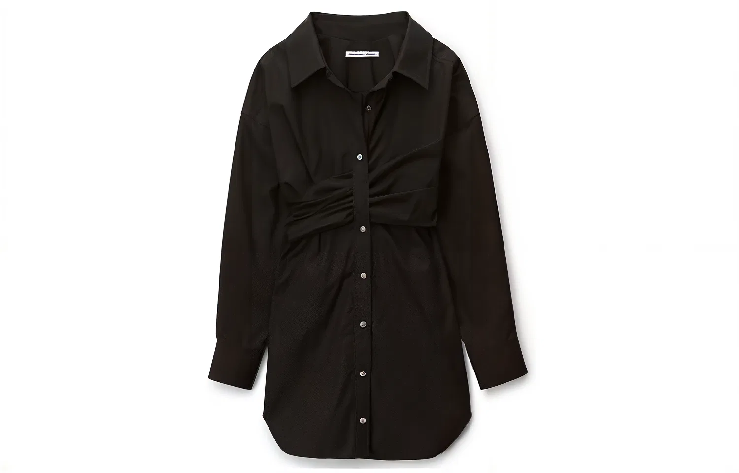 Платье-рубашка из драпированного хлопка Alexander Wang, Black